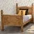 Central Single Size Bed Frame with High Footboard - Oak