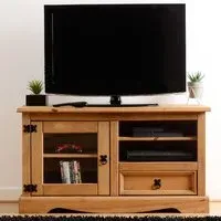 Central TV Stand with 1 Door 1 Drawer - Oak