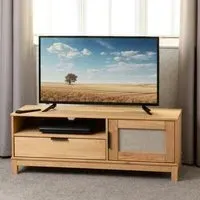 Central TV Stand with 1 Door 1 Drawer - Oak