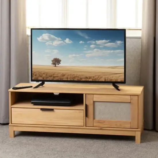 Central TV Stand with 1 Door 1 Drawer - Oak image