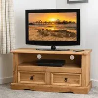 Central TV Stand with 2 Drawers - Oak