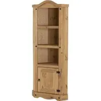 Central Wooden Bookcase with 1 Door 3 Shelves - Oak