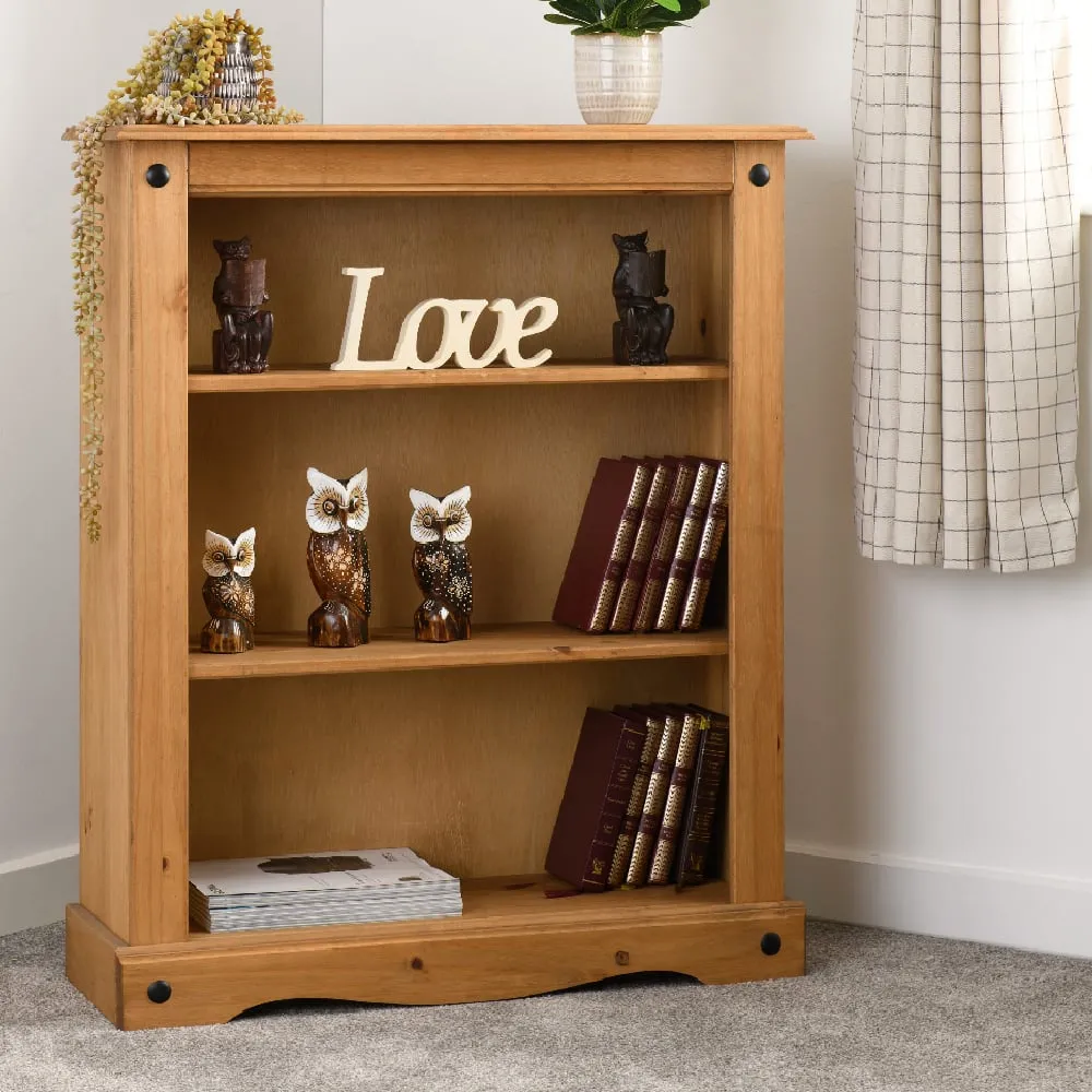 Central Wooden Bookcase with 3 Shelves - Oak image