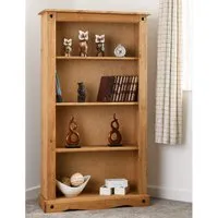 Central Wooden Bookcase with 4 Shelves - Oak