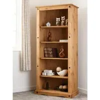 Central Wooden Bookcase with 5 Shelves - Oak