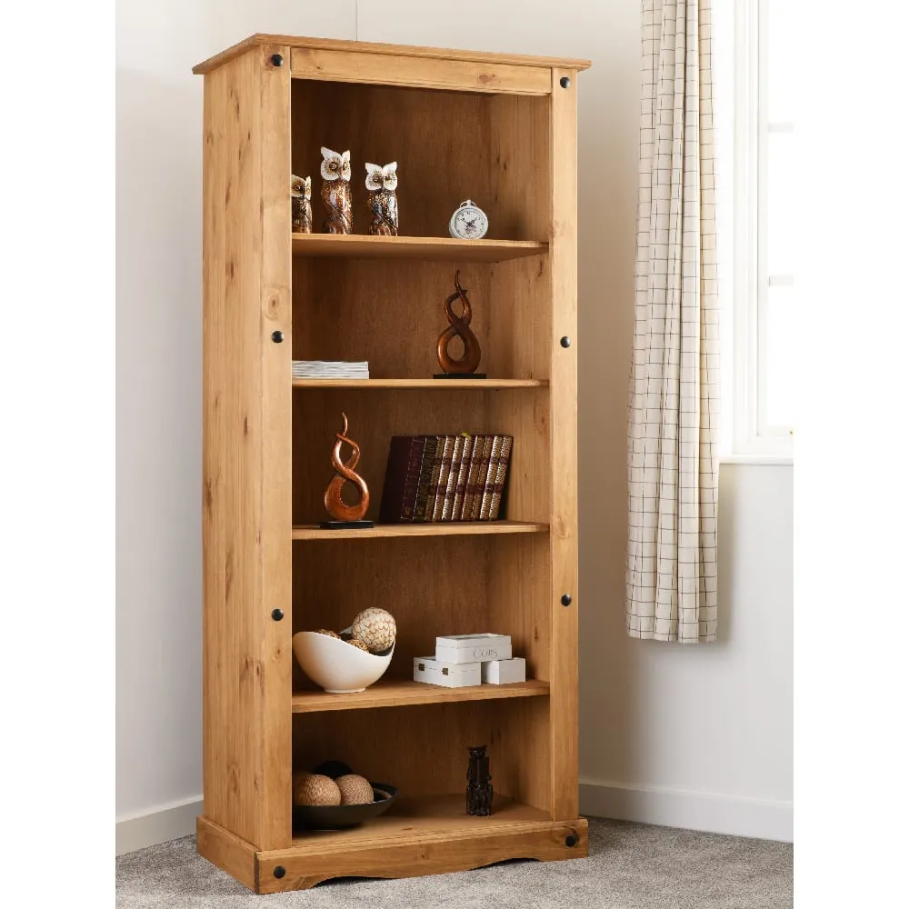 Central Wooden Bookcase with 5 Shelves - Oak