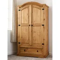 Central Wooden Display Cabinet with 2 Doors 1 Drawer - Oak