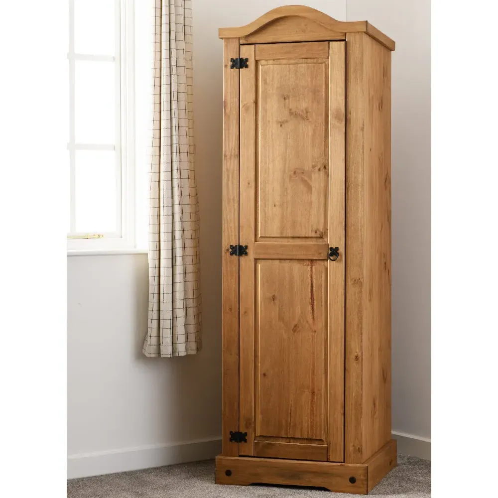 Central Wooden Wardrobe with 1 Door - Oak image