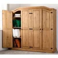 Central Wooden Wardrobe with 4 Doors - Oak