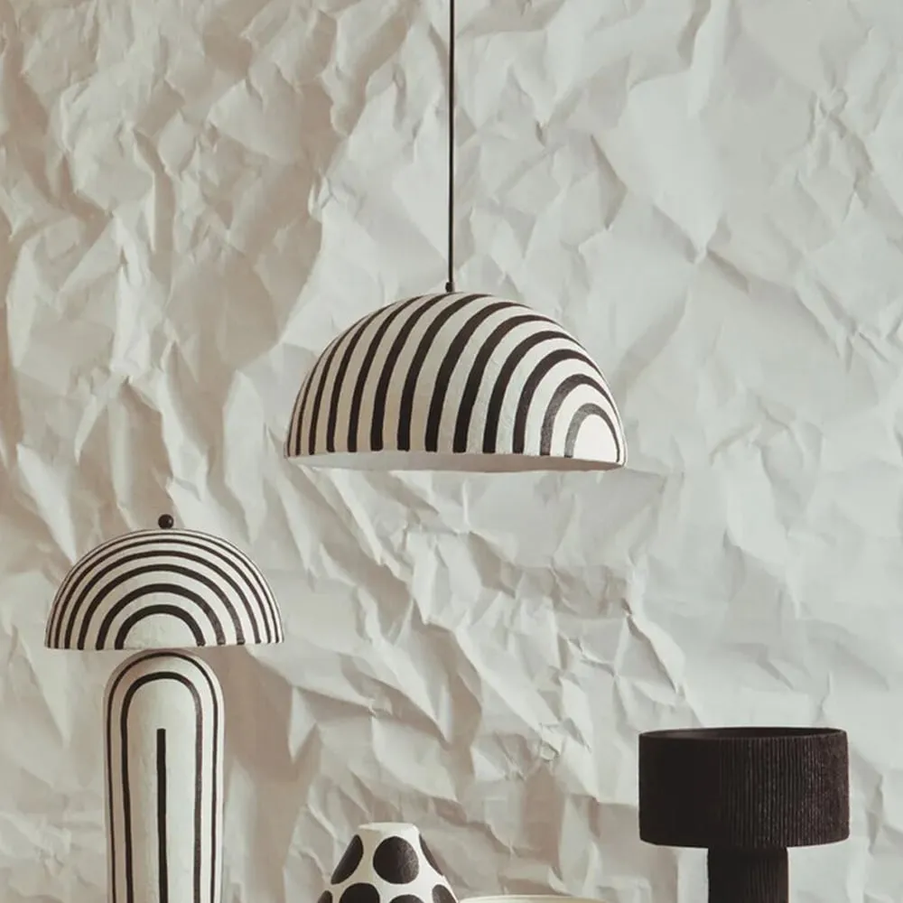 Cerano Domed Ceiling Pendant Light - Black & White, Iron product