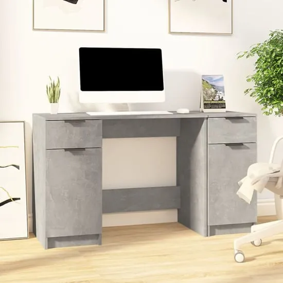 Ceri Computer Desk with Storage - Concrete Effect image