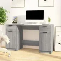 Ceri Computer Desk with Storage - Grey, Sonoma Oak