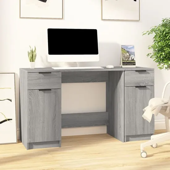 Ceri Computer Desk with Storage - Grey, Sonoma Oak image