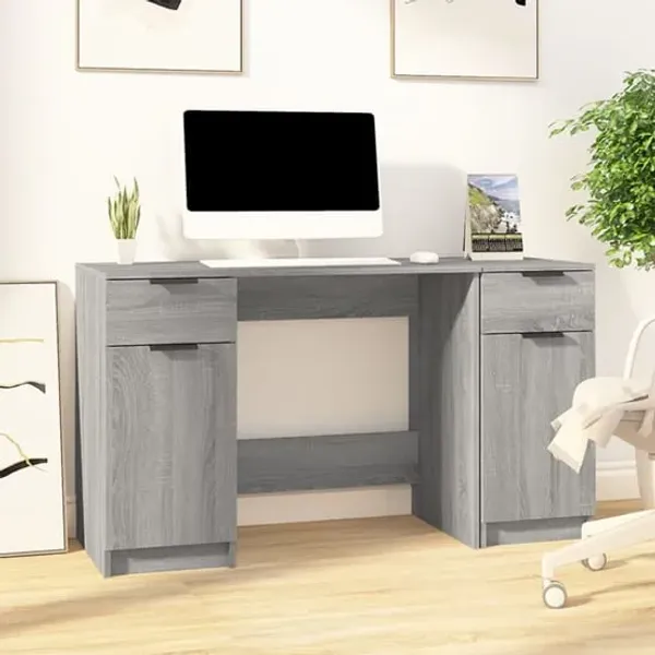 Ceri Computer Desk with Storage - Grey, Sonoma Oak product