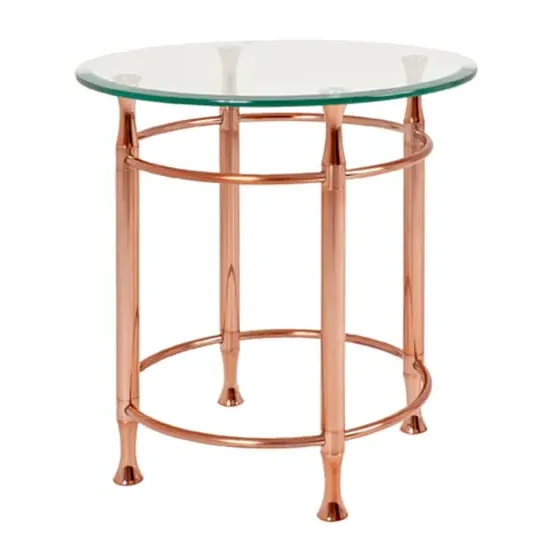 Cerrito Round Side Table - Clear, Copper image
