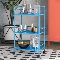 Cerritos 3-Shelf Drinks Serving Trolley - Blue, Metal