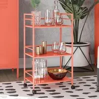 Cerritos 3-Shelf Drinks Serving Trolley - Orange, Metal