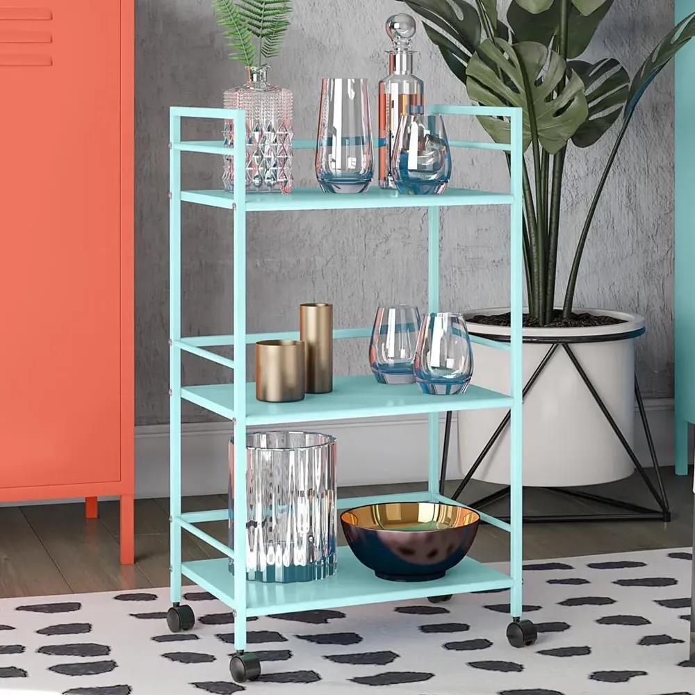 Cerritos 3-Shelf Drinks Serving Trolley - Spearmint, Metal