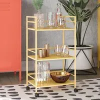 Cerritos 3-Shelf Drinks Serving Trolley - Yellow, Metal