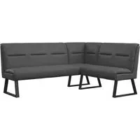 Cerritos Corner Sofa Bench with Metal Legs - Grey, Faux Leather