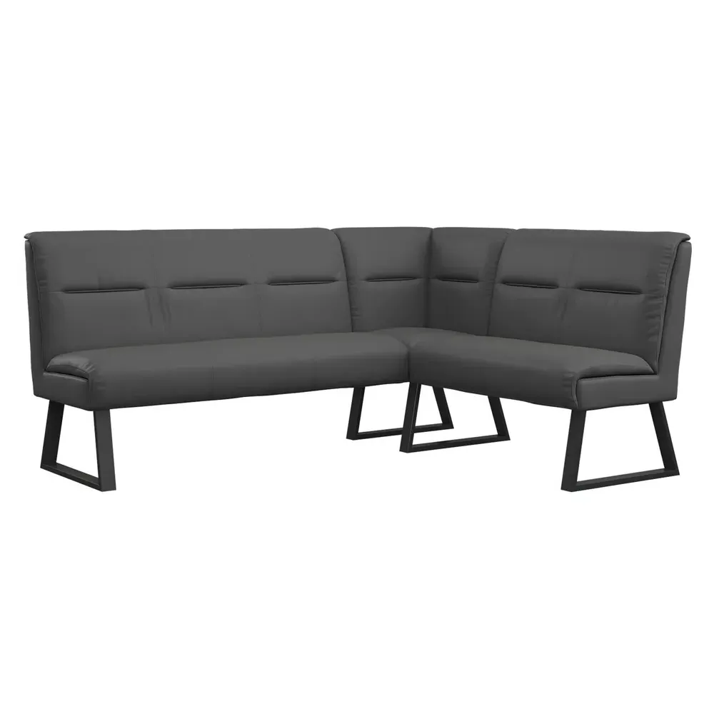 Cerritos Corner Sofa Bench with Metal Legs - Grey, Faux Leather image