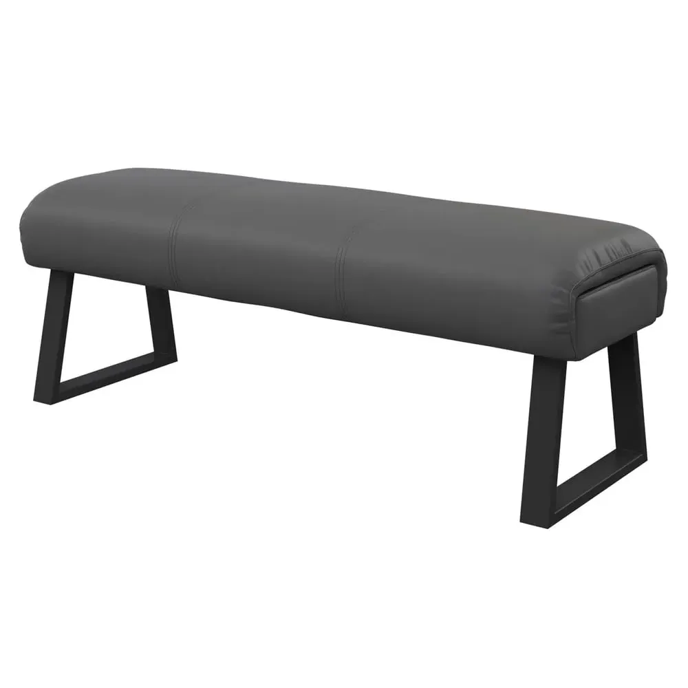 Cerritos Dining Bench with Metal Legs - Grey, Faux Leather image