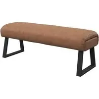 Cerritos Dining Bench with Metal Legs - Tan, Faux Leather