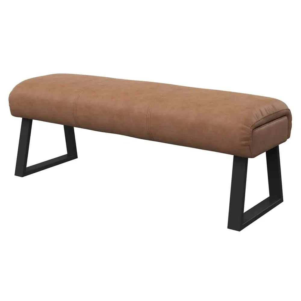 Cerritos Dining Bench with Metal Legs - Tan, Faux Leather