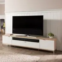 Cerritos Large TV Stand with Storage - White, Oak