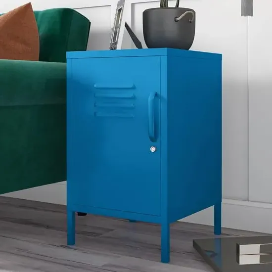 Cerritos Metal Side Table with 1 Door - Blue