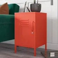 Cerritos Metal Side Table with 1 Door - Orange