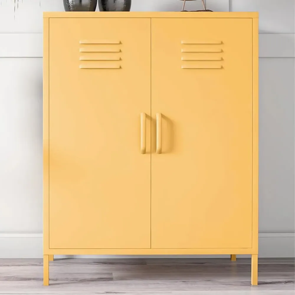 Cerritos Metal Storage Cabinet with 2 Doors - Yellow