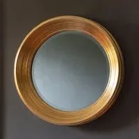 Cerritos Round Wall Mirror with Bevelled Edge - Gold
