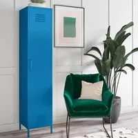 Cerritos Single Door Wardrobe with Lock - Blue, Metal