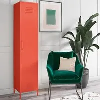 Cerritos Single Door Wardrobe with Lock - Orange, Metal