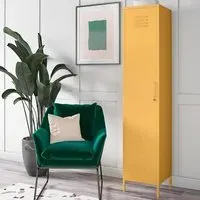 Cerritos Single Door Wardrobe with Lock - Yellow, Metal