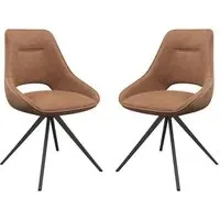 Cerritos Swivel Dining Chairs Pair - Tan, Faux Leather