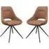 Cerritos Swivel Dining Chairs Pair - Tan, Faux Leather