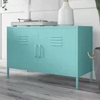 Cerritos Wide Metal Storage Cabinet with 2 Doors - Spearmint