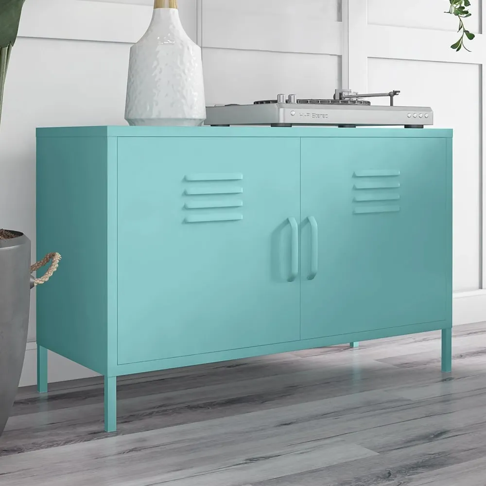 Cerritos Wide Metal Storage Cabinet with 2 Doors - Spearmint