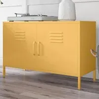 Cerritos Wide Metal Storage Cabinet with 2 Doors - Yellow