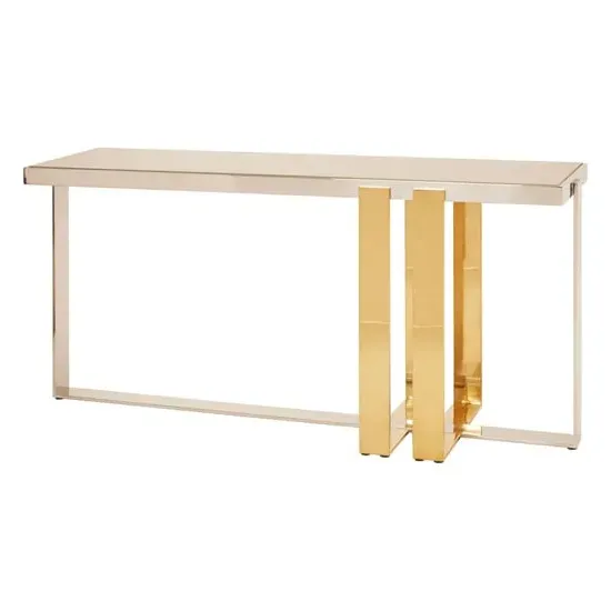 Cervantes Rectangular Console Table - Gold, Glass