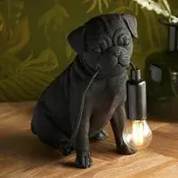 Cesme Pug Puppy Table Lamp - Matt Black, Resin