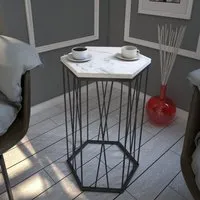 Cetrus Side Table - Marmo White, Melamine & Metal alternate view