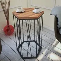 Cetrus Side Table with Black Metal Frame - Walnut, Melamine alternate view