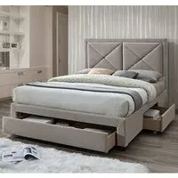 Cezanne Double Bed with Drawers - Mink, Fabric