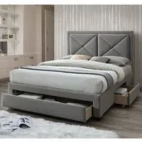Cezanne King Size Bed with Drawers - Grey, Fabric
