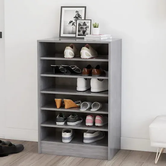 Cezary 7-Shelf Shoe Storage Rack - Concrete Effect, Engineered Wood product
