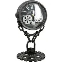 Chain Glass Table Clock - Black, Silver