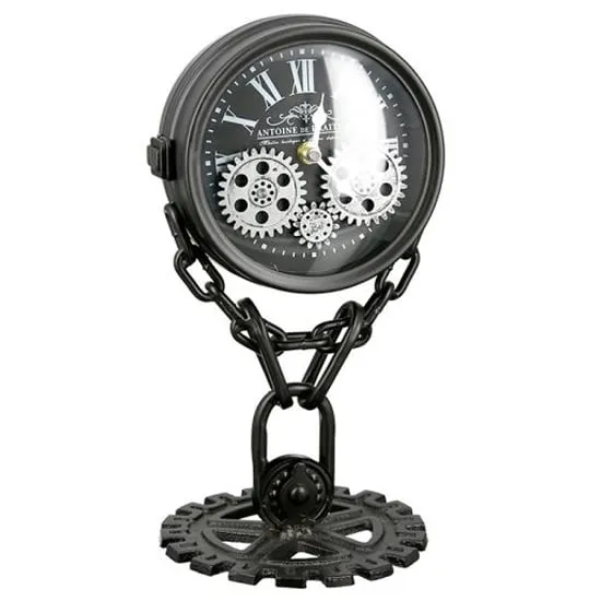 Chain Glass Table Clock - Black, Silver